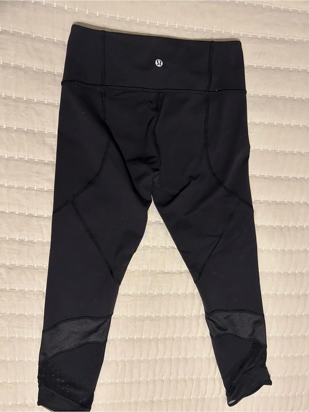 Lululemon Girls Black Active Leggings with Mesh Panels